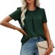 thumbnail image 1 of Camisa para Mujer Señoras Verano Color Puro Cuello Redondo Camisa De Manga Abullonada Suelta Informal Top Básico De Manga Corta, 1 of 6