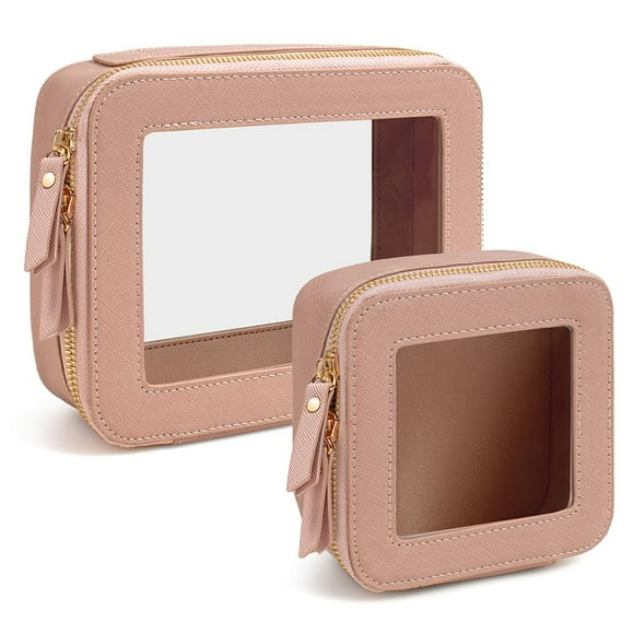 Set de bolsas de maquillaje FFPaw Travel, funda transparente, neceser, rosa