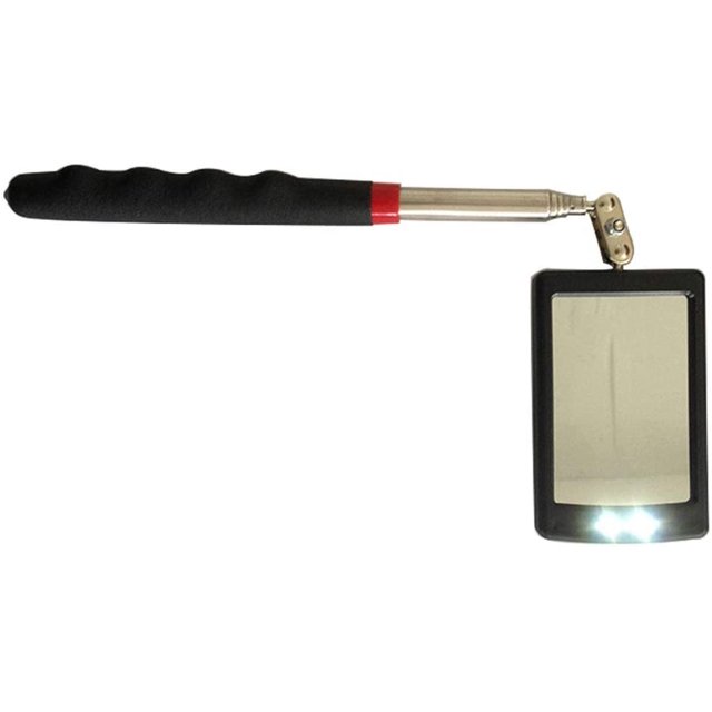 Espejo telescópico telescópico con 2 luces LED, mango de cojín antideslizante suave, herramienta de inspección de automóviles ShuxiuWang 8390613490575
