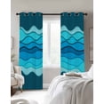 thumbnail image 2 of Coastal Blue Wave Blackout Curtains for Bedroom - 84 Inch Long Light Blocking 2 Panels Set, Summer Ocean Beach Modern Sea Gradient Thermal Insulated Living Room Drapes Grommet Window Curtains 52"x84", 2 of 8