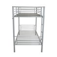 thumbnail image 2 of Twin Over Twin Size Metal Bunk Bed with Built-in Ladder, Heavy Duty Bunk Bed Frame with Safety Guardrail and Slats Support, No Box Spring Needed, Gray, 2 of 9