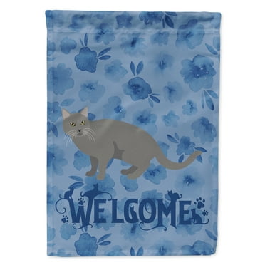 Carolines Treasures CK4848CHF Chartreux 1 Cat Welcome Flag Canvas House Size Large multicolor