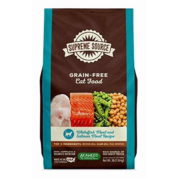 Supreme Source Grain Free Dry Cat Food, Whitefish Meal & Salmon Meal Recipe, 3 Pound Bag