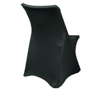Your Chair Covers Stretch Fabric Solid Print Stretch Spandex Lifetime Folding Chair Slipcovers, Black