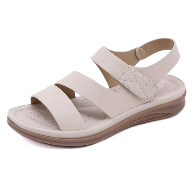 Sandalias para mujer, informales, ligeras, de tacón de cuña retro, cómodas, de talla grande