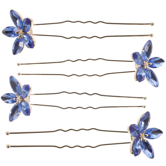 VANIDO 4pcs Rhinestone Hair Pins Decorative Bobby Hair Pins U Shaped Wedding Hair Accessories