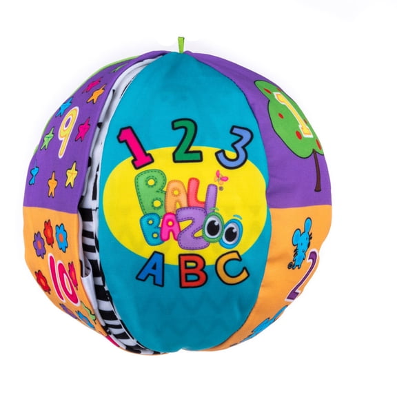 Balibazoo Double-Sided Soft Activity Ball with High-Contrast Patterns and Jingle Bell Sound for Ages 0-36 Months