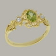 thumbnail image 3 of LBG British Made 14k Yellow Gold Natural Peridot & Cubic Zirconia Womens Engagement Ring - 33 size options - Size 6, 3 of 8