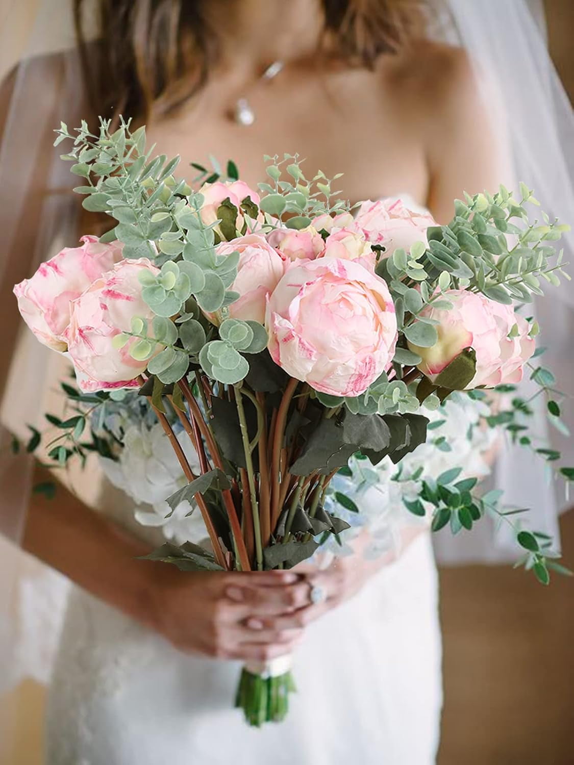 ABCISI 2 Bouquets Artificial Peonies, Silk Flowers 14Heads Vintage Fake Flowers, Faux Peony for Flower Arrangements, Lifelike Decor for Centerpiece Home Table Dining Room (Light Pink)