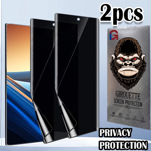 GIROUETTE [2 Packs] Privacy Screen Protector for Samsung Galaxy S24 Ultra/ S24 Plus/ S24 , Anti Spy Screen Protector, Support Fingerprint Unlock, Anti Scratch,TPU Film Anti-spy Protective Film - Gifts
