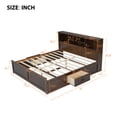 thumbnail image 3 of King Size Wood Platform Bed with Storage Headboard, USB Charging Station and Drawers - Modern Wood Bed Frame with Ample Storage for Master Bedroom, Antique Wood, 3 of 8