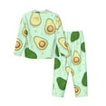 thumbnail image 2 of Kll Avocado Print Women'S Long Sleeve Pajamas With Pants Sleepwear Loungewear 2 Set-Medium, 2 of 9