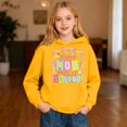 thumbnail image 4 of oqasdz Girls Sweatshirt 100 Days of School Cute Graphic Hooded Sweatshirt Athletic Playwear Long Sleeve Pullover Loose Fit Casual Outwear, 4 of 6