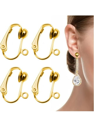 24 Pack Clip On Earring Converters, Hypoallergenic Clip On Earring Backs  Parts Components Findings for Earring DIY and Pierced to Clip On Ears (Gold