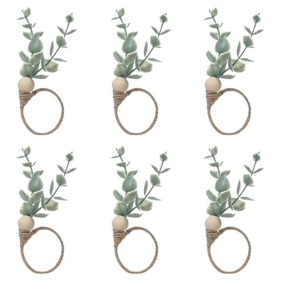 New Arrivals Napkin Rings Set Of 6 Rustic Eucalyptus Wooden
