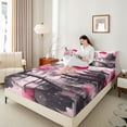 thumbnail image 4 of Homewish Japan Ink Painting Twin Sheet Sets,Japanese Natural Scenery Twin Fitted Sheet,Pink Flower Waterfall Flat Sheet For Adults,Ultra Soft Home Decor,3 Pieces, 4 of 7
