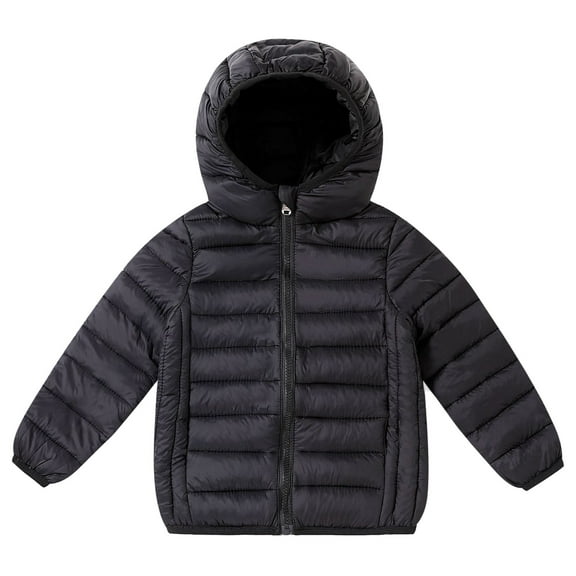 Fgnfyis Youth Boys Lightweight Thermal Quilted Padded Jacket Warm Winter Insulated Outerwear Coat Cold Weather Comfortable Fit Black 7-8 Years