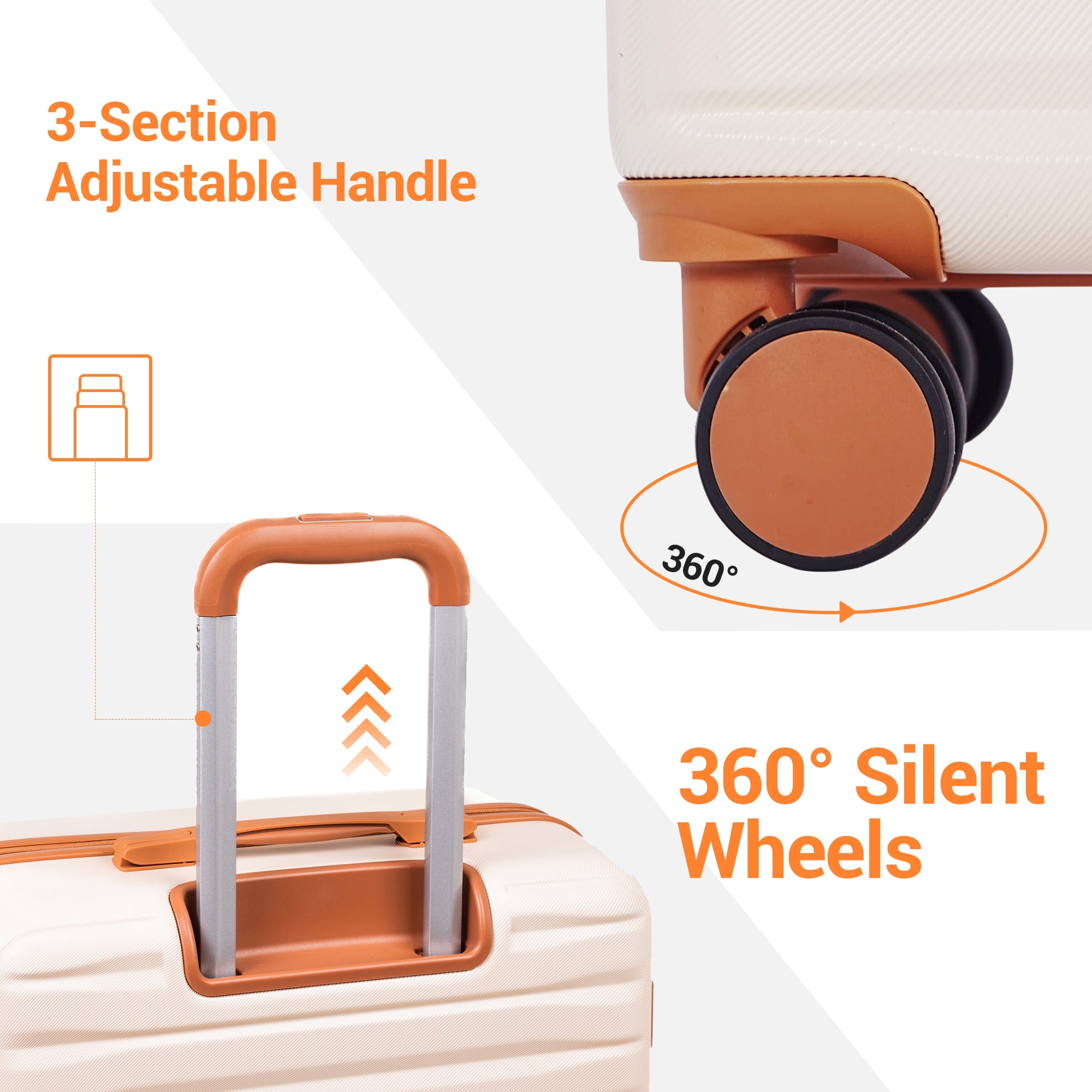 Hardside Luggage Sets 3 Piece, Hardshell Suitcase TSA Lock Spinner Wheel with Travel Duffle Bag and 4 Packing Cube.Beige