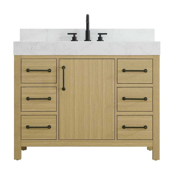 Elegant Kitchen and Bath 42 inch Single Bathroom Vanity In Honey Brown with backsplash