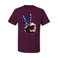 thumbnail image 2 of American Flag Peace Sign Hand Pop Culture Men's Graphic T-Shirt, Maroon, X-Large, 2 of 3