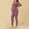 thumbnail image 4 of qelini Maternity Thermal Set Seamless Stretch Thermal Inner Wear Long Sleeve Warm Cozy Base Layer Top Bottom Set, 4 of 7