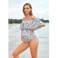 thumbnail image 3 of LIORA Women Off-Shoulder Maternity Swimsuits Flounce Floral One Piece Bathing Suits, Blue, 3 of 6