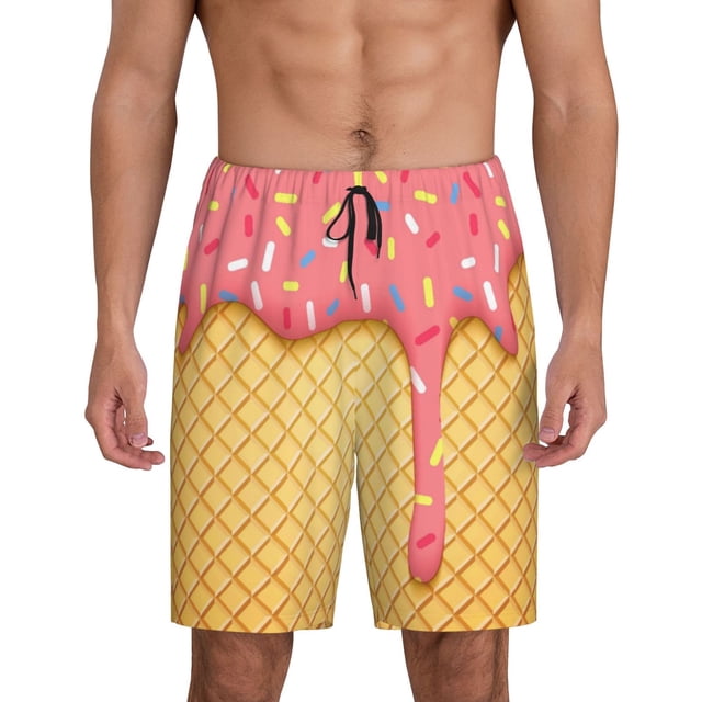 Fotbe Pink Ice Cream Pantalones Cortos de Pijama para Hombre, Ropa de Dormir, Pantalones de Pijama Cortos para Hombre-4X-Large