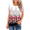thumbnail image 4 of Blusa de cuello redondo fruncido a la moda para mujer, camisetas holgadas de manga corta con estampado, camiseta clásica de verano Pompotops  hkajfhjk464758, 4 of 8