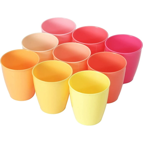 GHSDFBB 8 Ounce Kids Cups, 9 Pack Kids Plastic Cups, 8 Ounce Kids Drinking Cups, Toddler Cups, Cups for Kids Toddlers, Unbreakable Toddler Cups (Peach Colors)