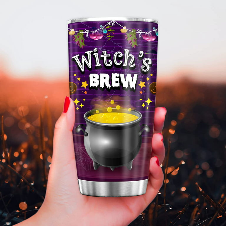 WITCH TUMBLER - Witches Tumbler with Lid - Classy Halloween Tumbler Cup -  Cute, Funny Witch Gifts for Friends - Durable, Vacuum Insulated Cup -  Stainless Steel Tumbler for Hot or Cold Drinks37065 37067