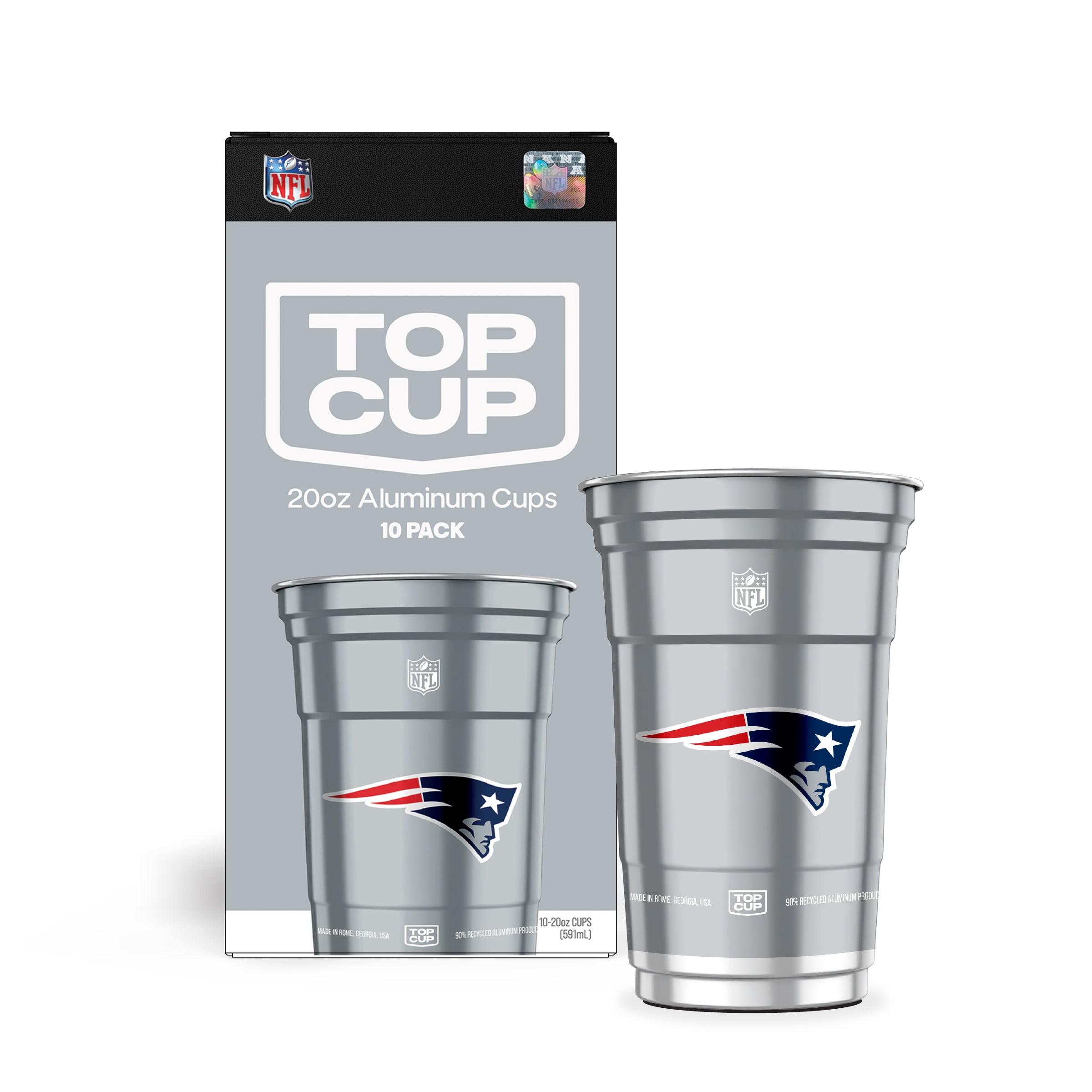 Top Cup NFL New England Patriots Aluminum Party Cups, 20oz, 10 count