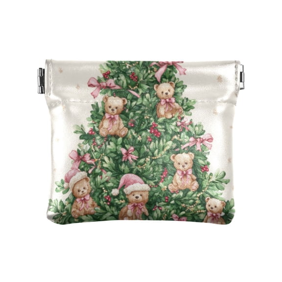 RMDQTR PU leather Coin Purses & Pouches Small Wallet Christmas Tree with Bears
