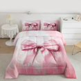 thumbnail image 2 of Manfei Vintage Pink Bowknot Bedding Comforter Set, Oil Printing Artwork Twin Comforter Sets, Teens Girls Kids Reversible Bedding Set, Breathable Home Decor, 2pcs, 2 of 8