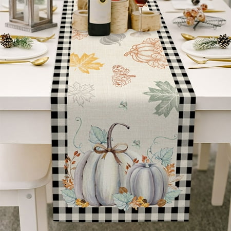 

Yubatuo Thanksgiving Table Runners 70 Inches Long x 13 Linen Holiday Pumpkins Fall Autumn Turkey Kitchen Dining Coffee Party Farmhouse Rustic Outdoor Decor Table Runner