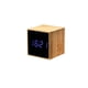 thumbnail image 1 of Cubo cuadrado Reloj de madera de bambú Mesita de noche para estudiantes Reloj electrónico digital simple Pantalla LED con espejo Inevent DZ4617-01, 1 of 7