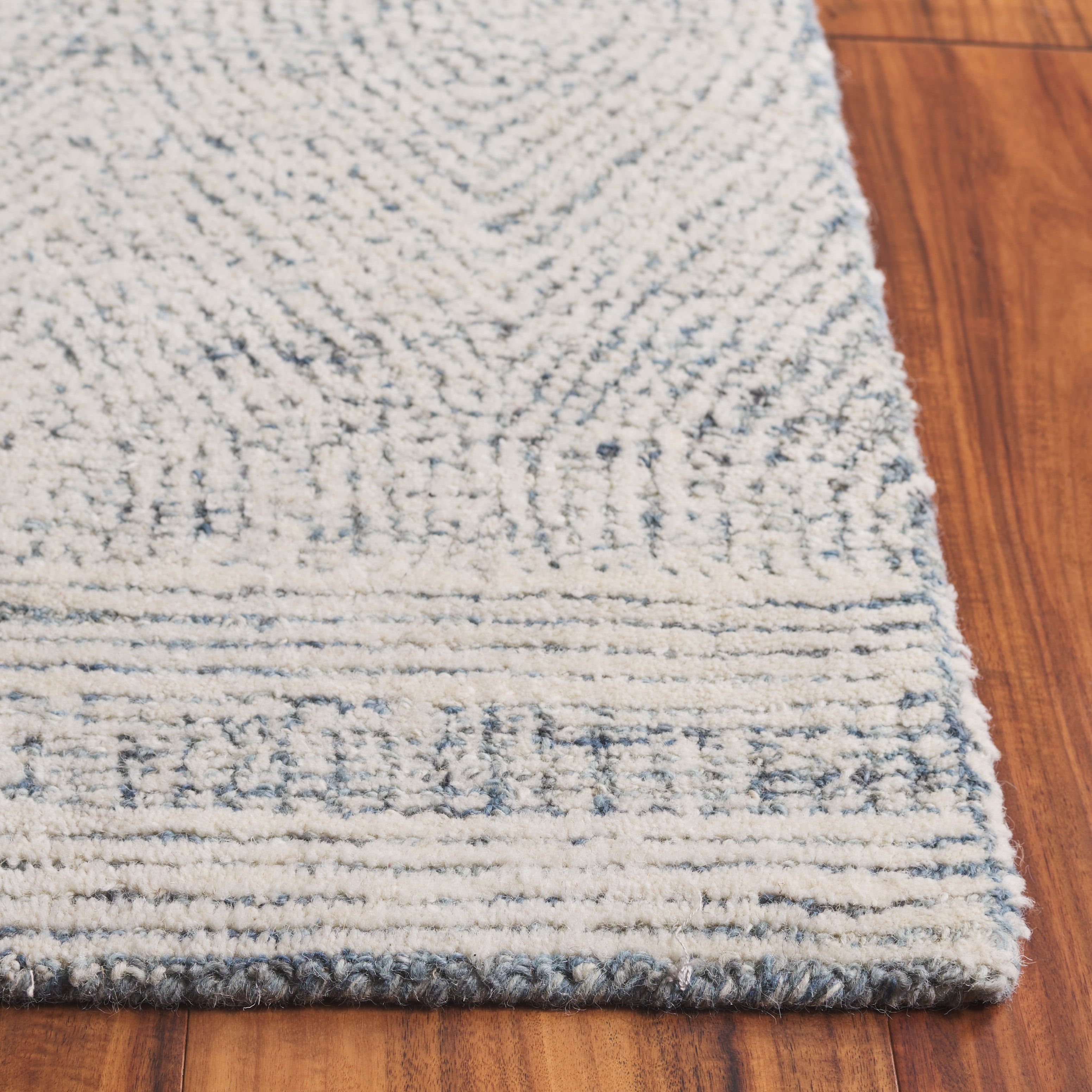 SAFAVIEH Abstract Caelestinus Ogee Wool Area Rug, Ivory/Blue, 2' x 3'