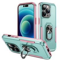 for iPhone 11 Pro Case, Slim Fit Military Grade Drop Tested Dual Layer Shockproof Case with 360 Ring Holder Kickstand Protective Rugged Car Magnetic Non-Slip Phone Case,Green Pink