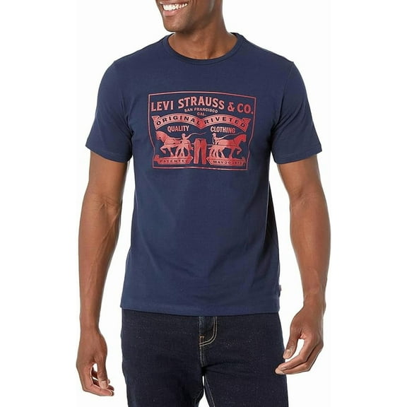 Levi's Men's Logo Patent Horse Graphic T-Shirt Navy Small US