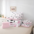 thumbnail image 6 of Erosebridal Pink Ribbon Bowknot 7-Piece Twin Bedding Sets For Bow Girl,Cartoon Soccer Pattern Ball Sport Theme Bedding Comforter Set,Reversible Pink, 6 of 7