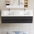 thumbnail image 4 of 72" Double Sink Vanity Cabinet, Floating Bathroom Vanity with Sink with 2 Resin Top Basin and 4 Soft Close Drawers, Black, 4 of 14