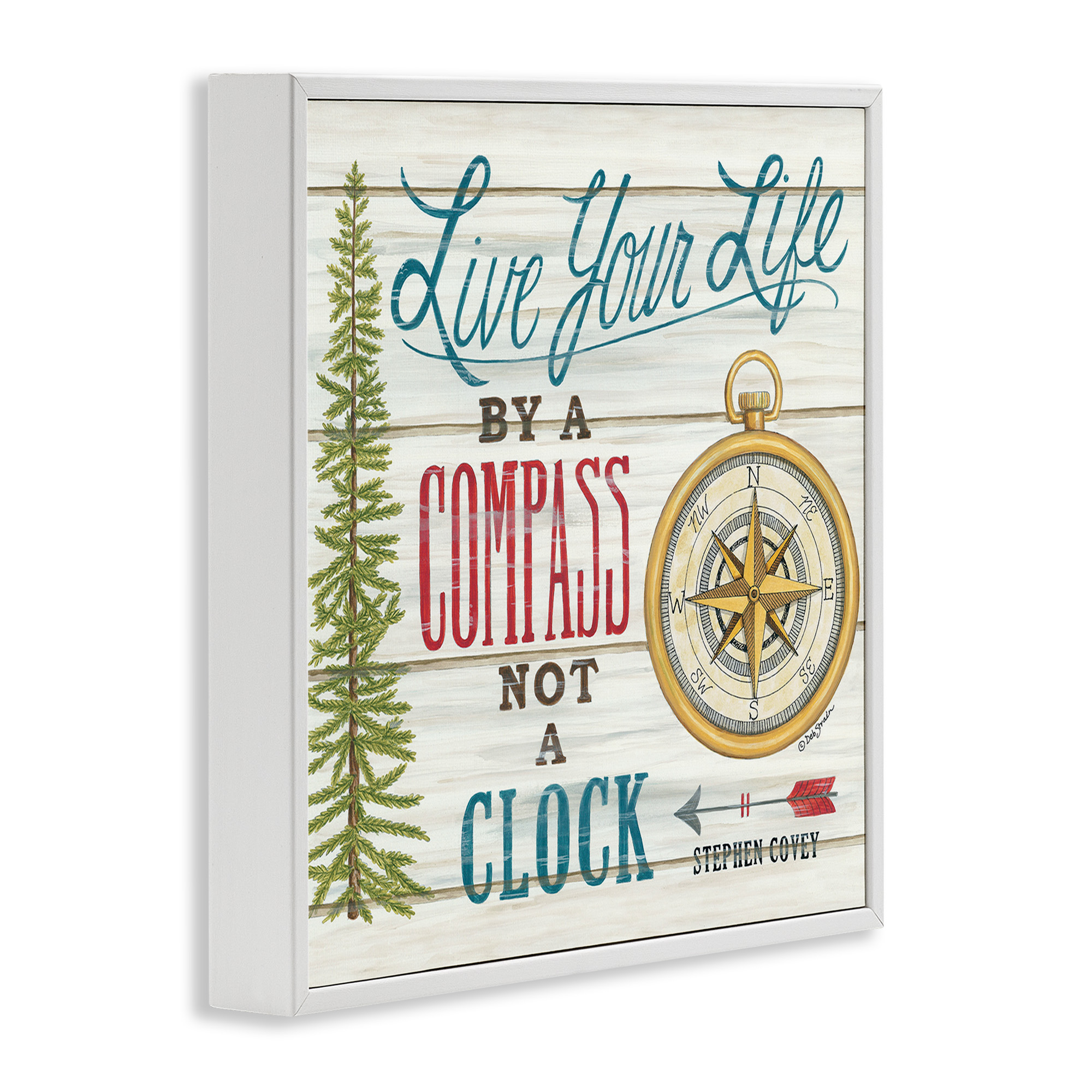 Stupell Industries Rustic Compass Adventure Phrase Typography Painting White Framed Art Print Wall Art, 24 x 24