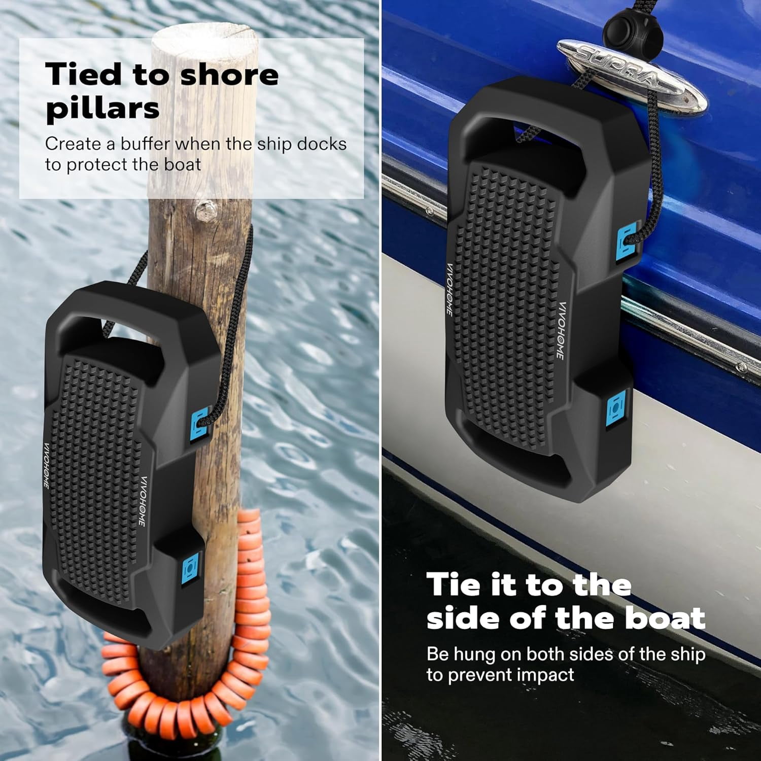 SPECSTAR EVA Boat Fenders for Docking, Boat Bumpers with Nylon Rope, and Fixed Lock Fit for Yachts, Sailing Dinghies, Bass Boats