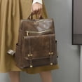 thumbnail image 4 of asddcavvf Ladies Fashion Solid Color Leather Large Capacity Double Zipper Casual Backpack, 4 of 6