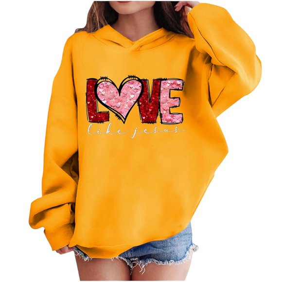 Sudadera con capucha y estampado de corazón de San Valentín, sudadera de manga larga para niños y niñas, chaqueta para niñas de talla mediana y grande.
