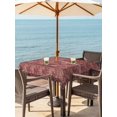 thumbnail image 2 of Outdoor Tablecloth with Umbrella Hole and Zipper, Red Boho Square Table Cloth 60x60 Inch Waterproof Tablecloth, Vintage Ethnic Tribe Abstract Art Floral Picnic Table Cover for Patio Camping, 2 of 7