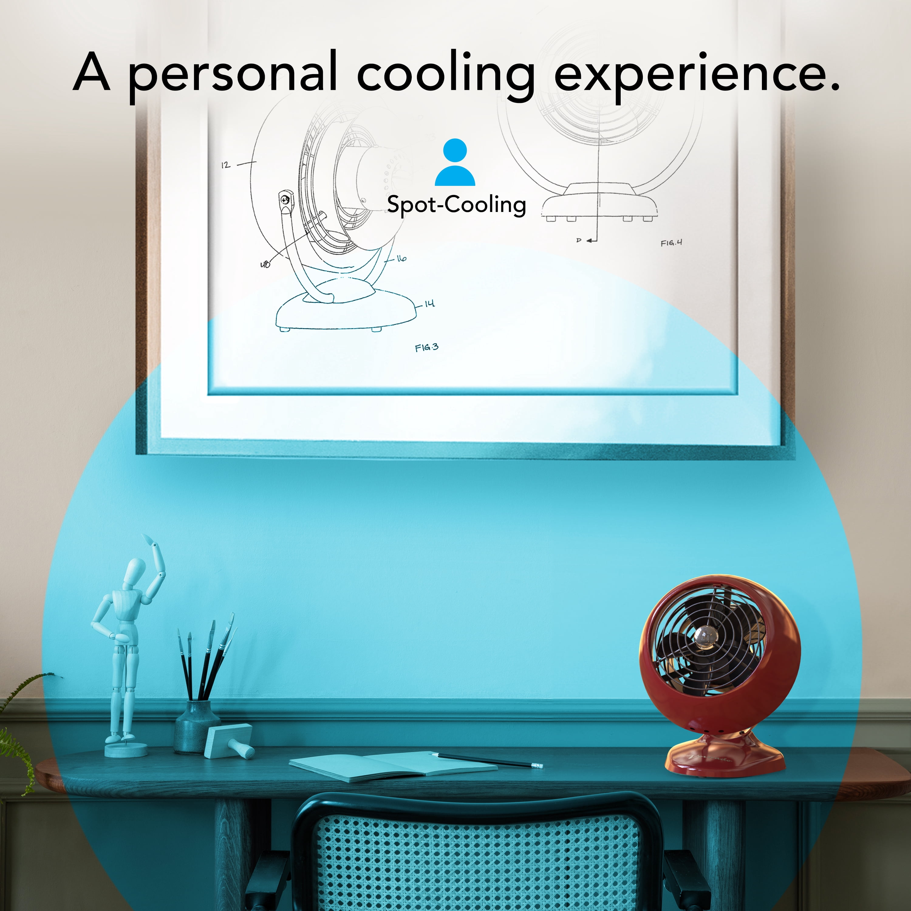 Vornado VFAN™ Mini Fan, Classic Vintage Circulator, Retro Metal Air Circulator, For Desk & Bedside, 2 Speeds, Adjustable Tilt, Personal Cooling with Targeted Airflow, Quiet Fan, Claret