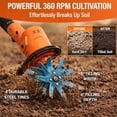 thumbnail image 4 of 21V Cordless Tiller for Gardening, 360 RPM Electric Garden Tiller, 2-in-1 Powered Mini Cultivator with 2×2.0Ah Batteries & Charger, 5" Tilling Width, 4" Depth, for Lawn/Soil Cultivation, 4 of 6