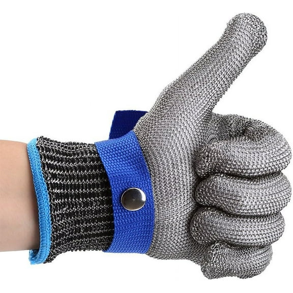 Cut Proof, Stab Resistant Stainless Steel Wire Metal Mesh Butcher Glove with Cotton Lining Ideal for Industrial Use Butchering and Protection Fits Both Hands XL