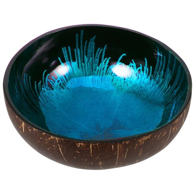 SHISUYAN Blue Coconut Shell Bowl for Storage Use Environmental Friendly and Unique with Various Patterns on Inner Wall 5.9 Inches