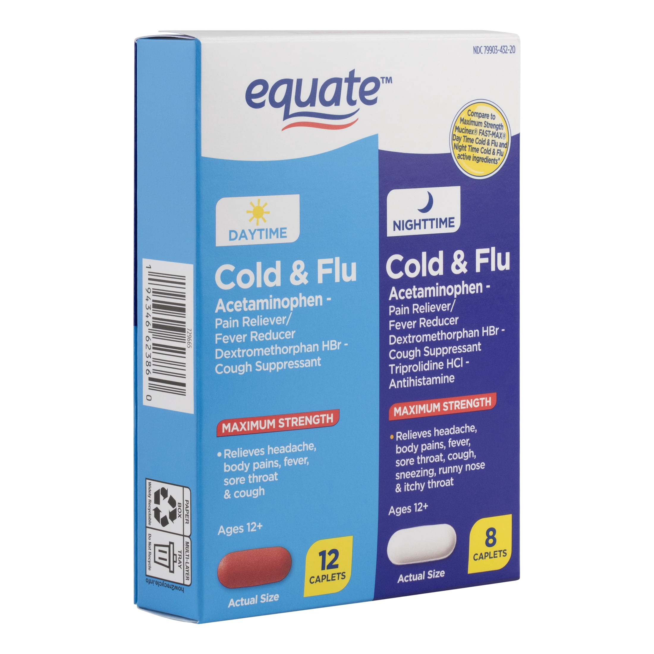 Equate Daytime and Nightshift Caplets 20 Count - Multi-Symptom Relief